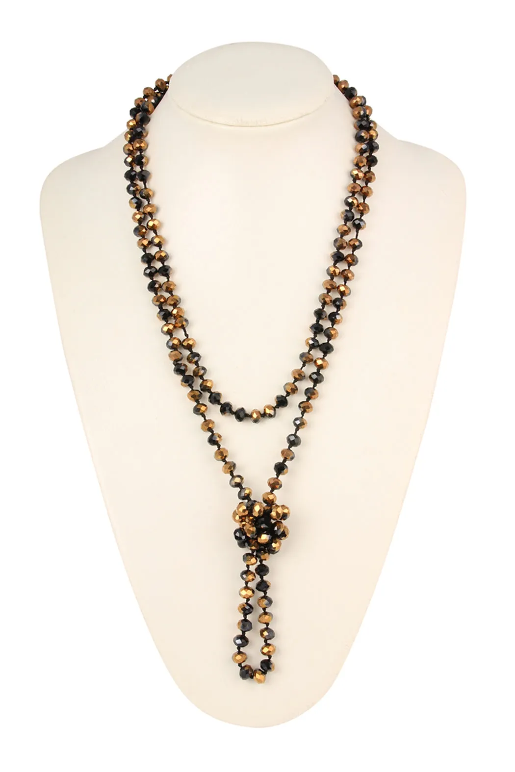 60" LONG KNOTTED GLASS BEADS NECKLACE