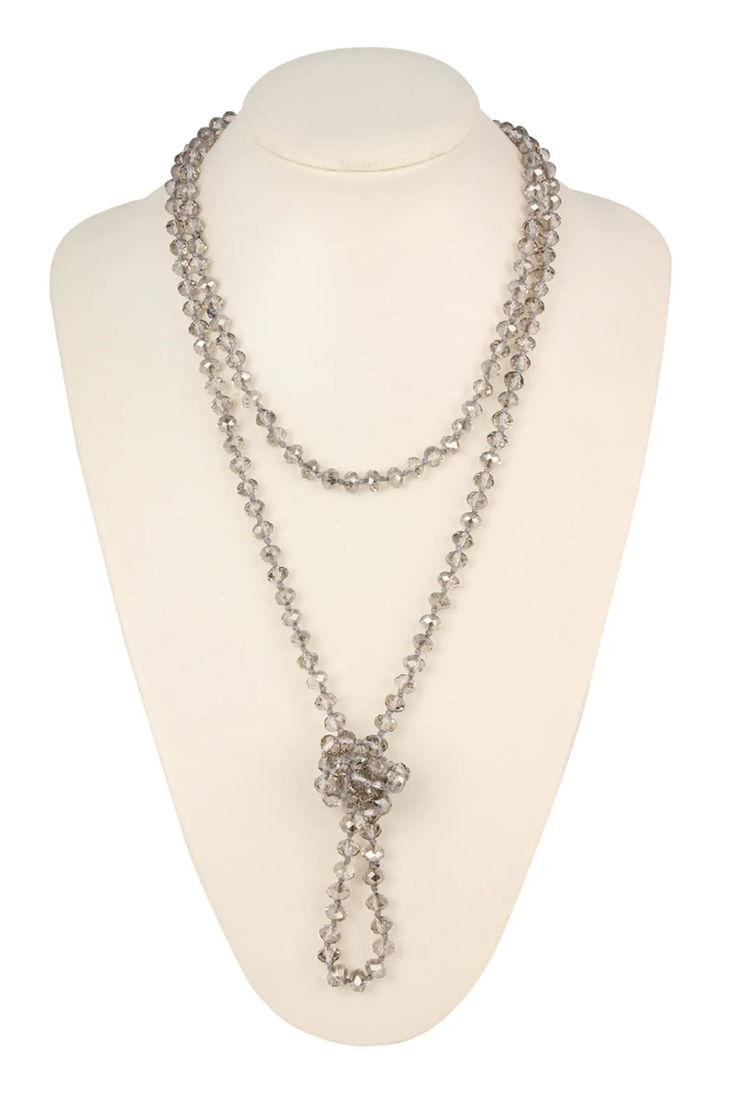 60" LONG KNOTTED GLASS BEADS NECKLACE