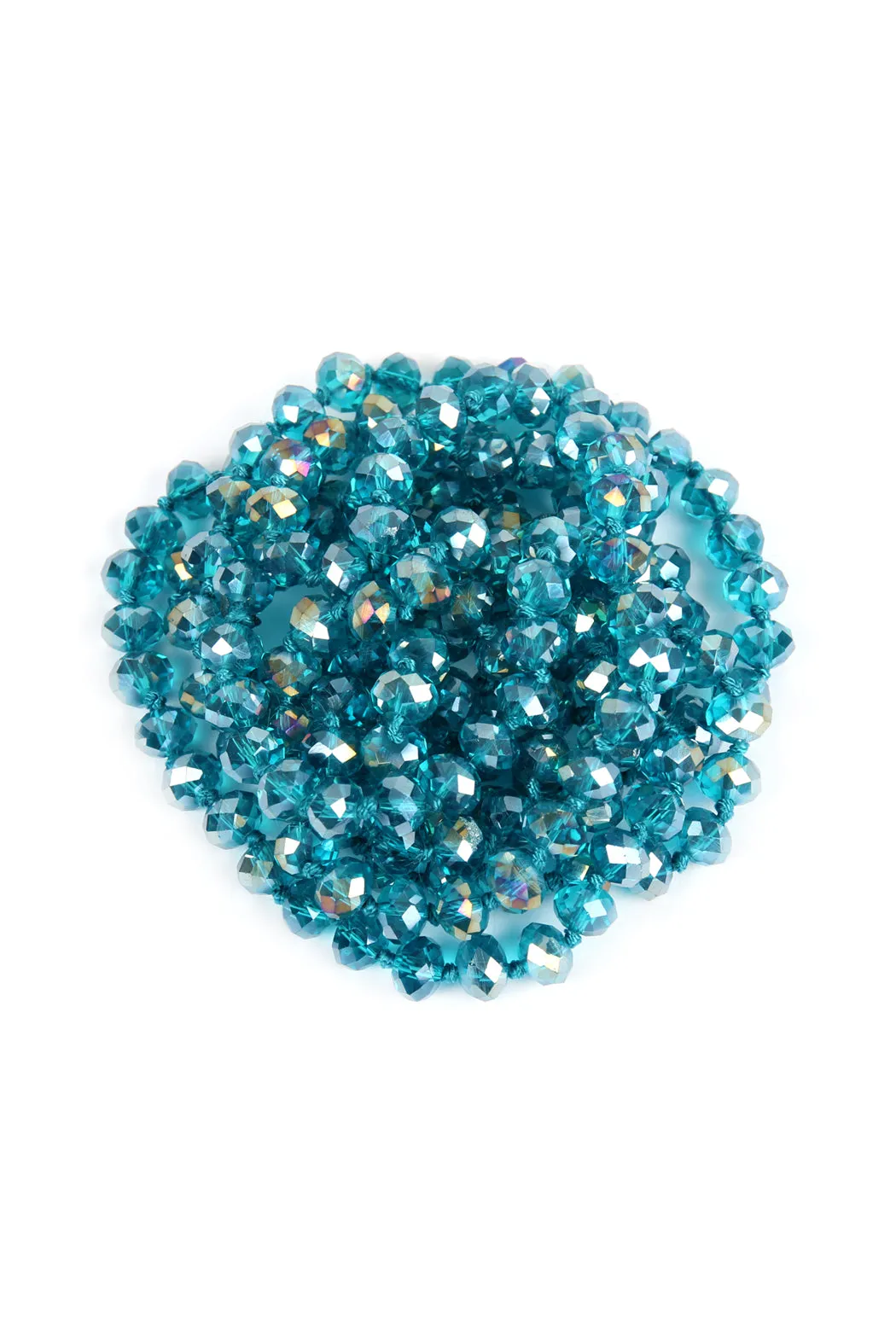 60" LONG KNOTTED GLASS BEADS NECKLACE