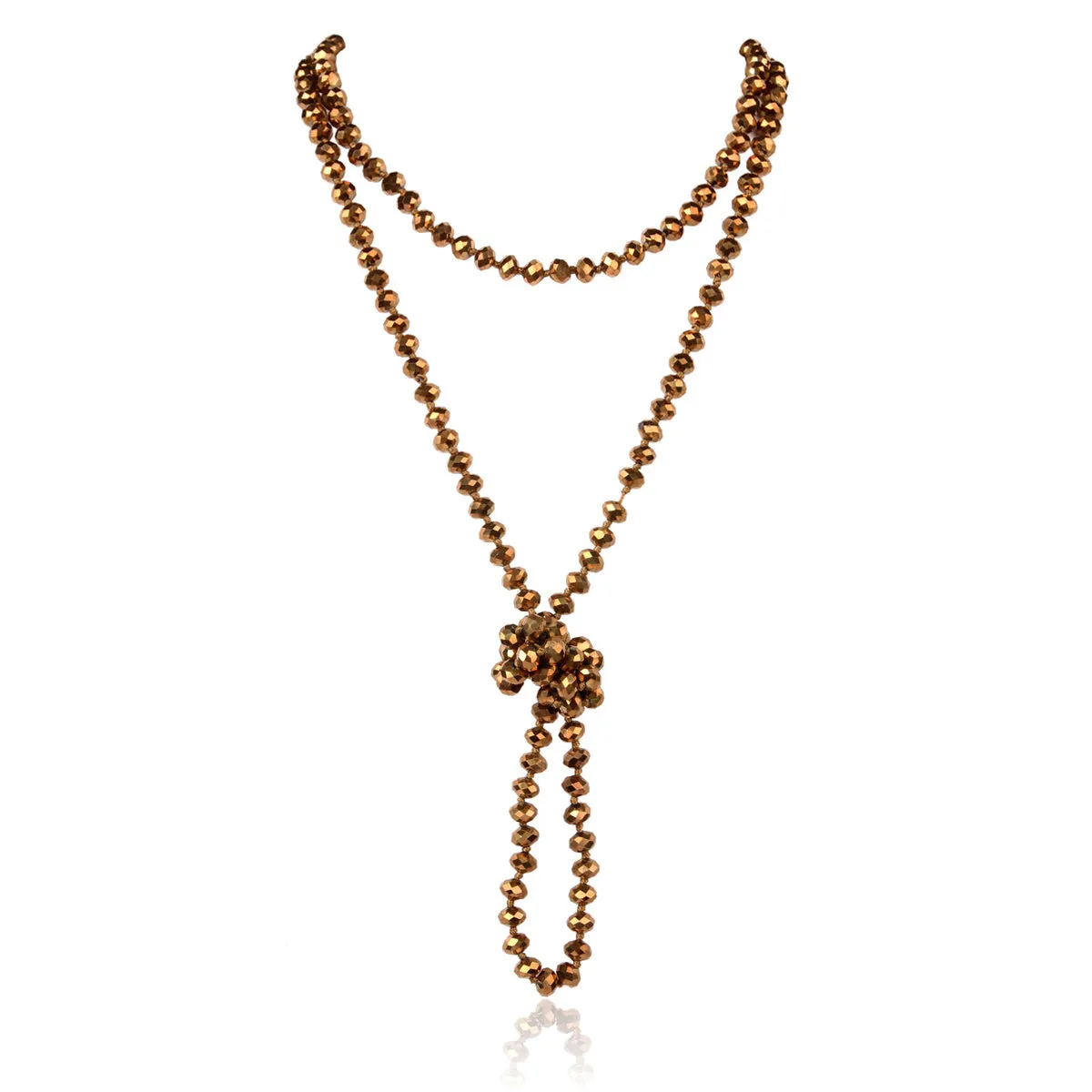 60" LONG KNOTTED GLASS BEADS NECKLACE