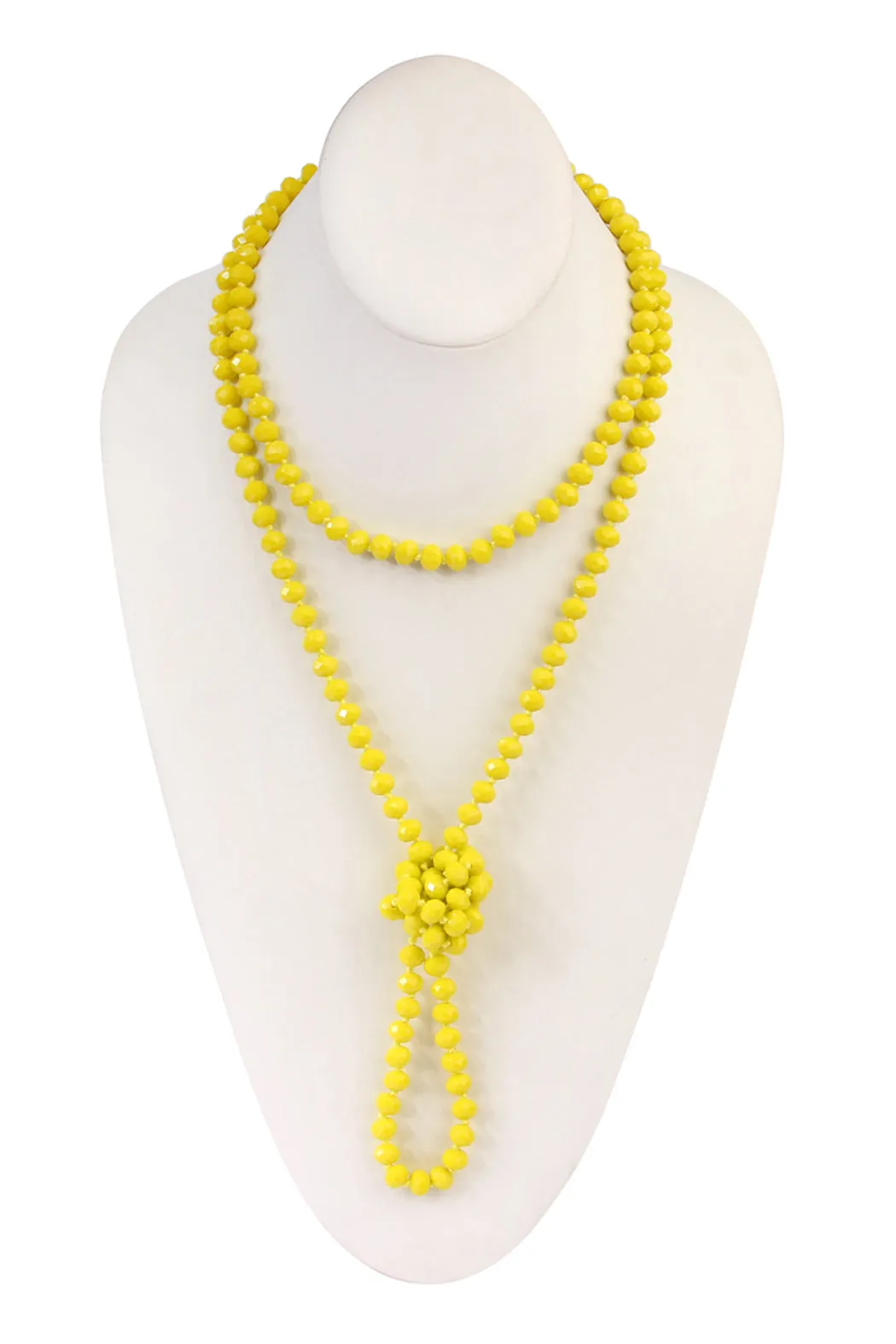 60" LONG KNOTTED GLASS BEADS NECKLACE