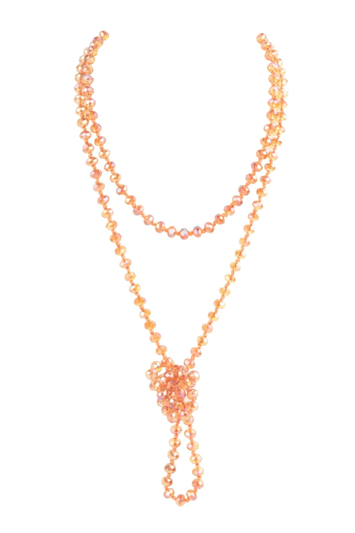 60" LONG KNOTTED GLASS BEADS NECKLACE