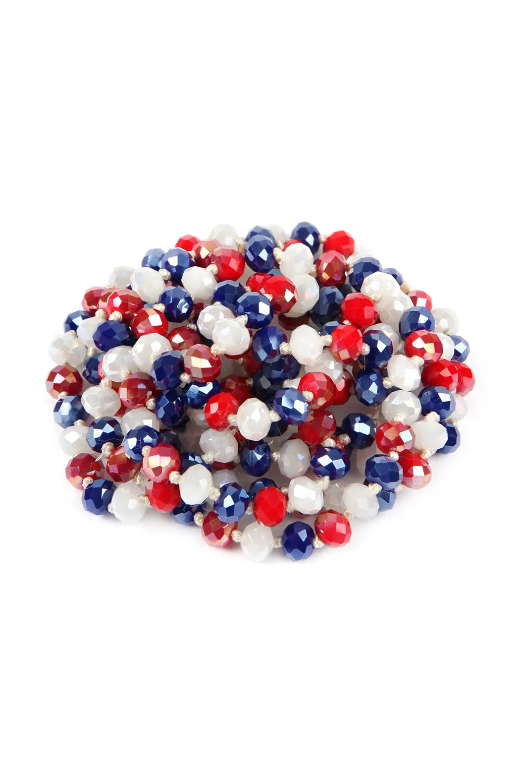 60" LONG KNOTTED GLASS BEADS NECKLACE