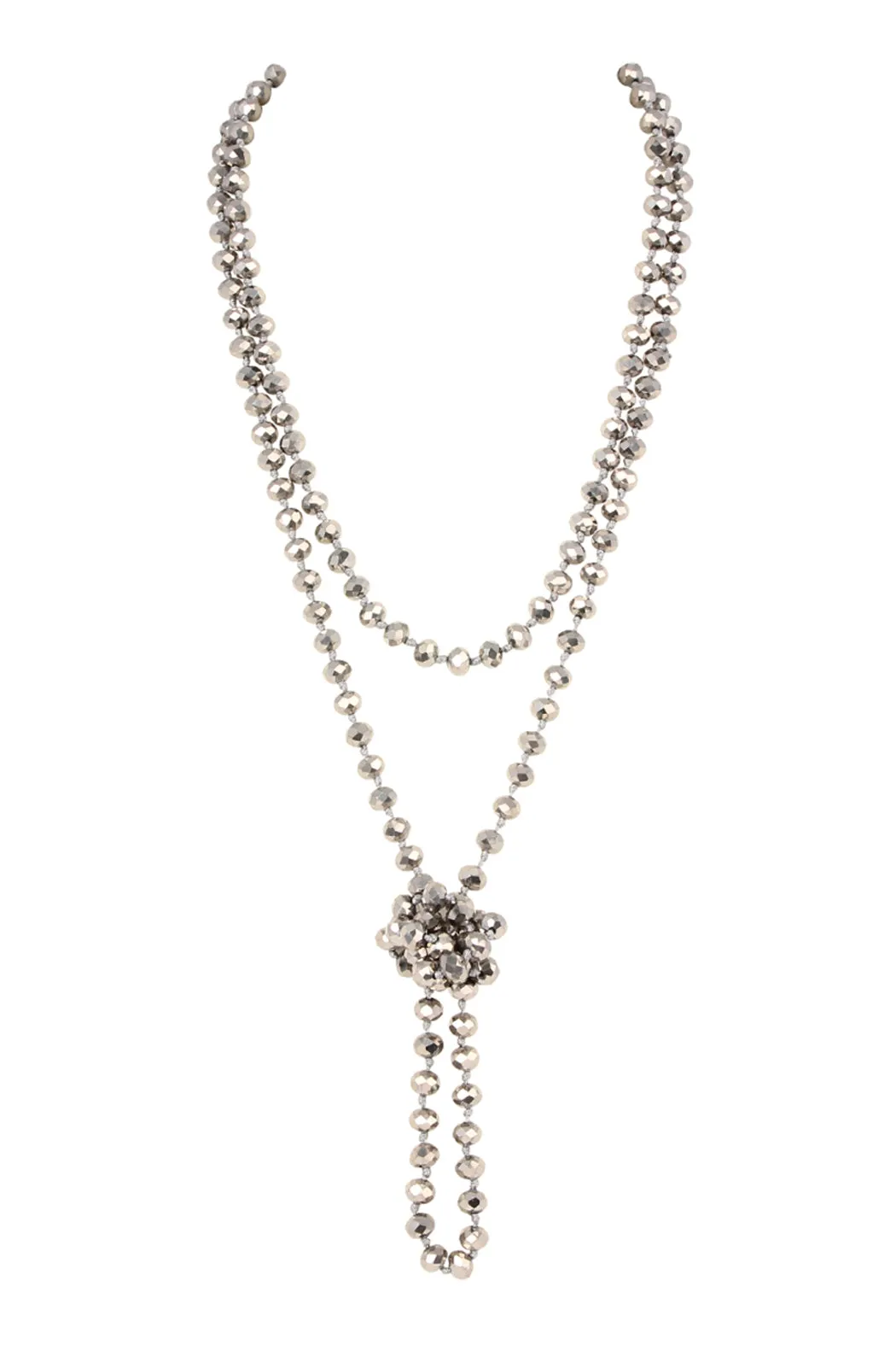 60" LONG KNOTTED GLASS BEADS NECKLACE