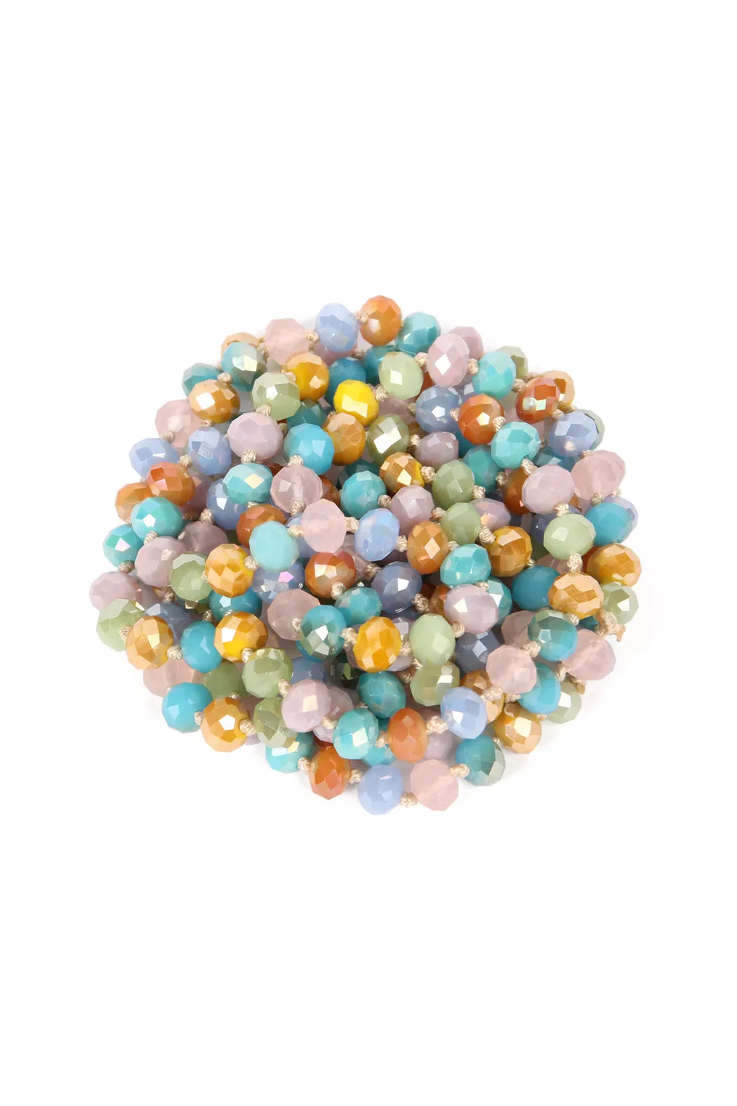 60" LONG KNOTTED GLASS BEADS NECKLACE