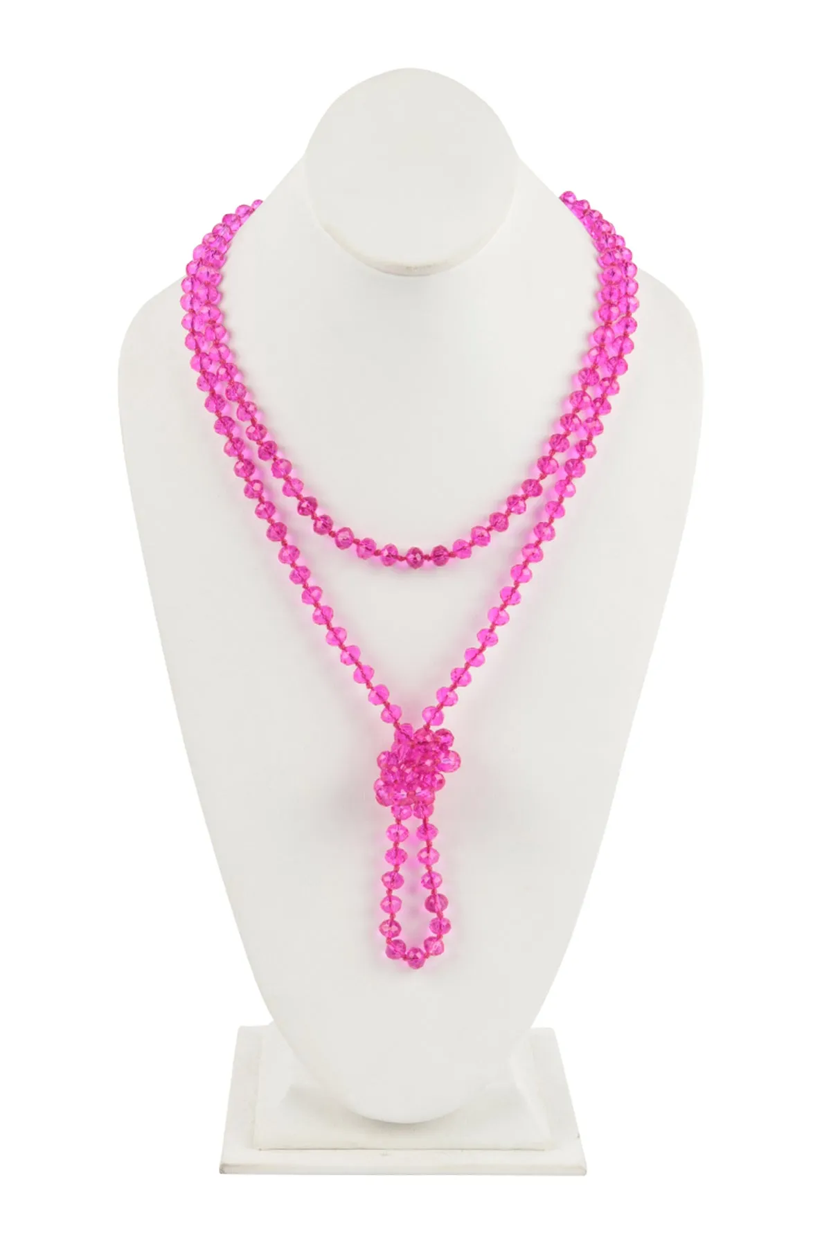 60" LONG KNOTTED GLASS BEADS NECKLACE