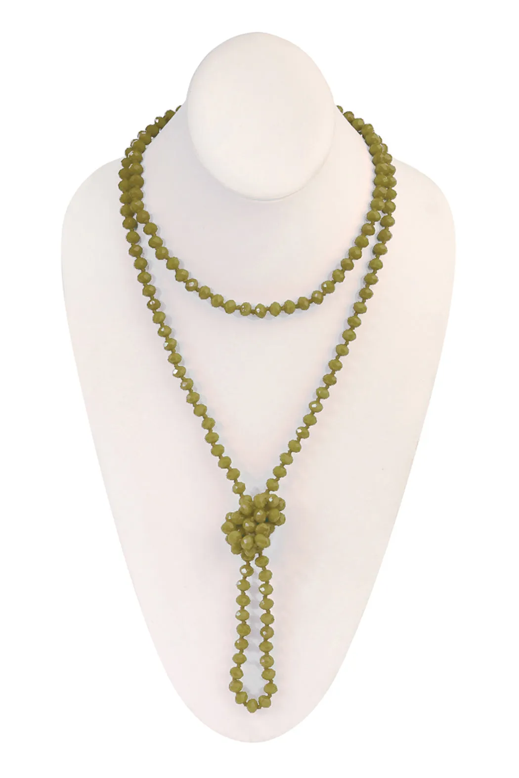 60" LONG KNOTTED GLASS BEADS NECKLACE