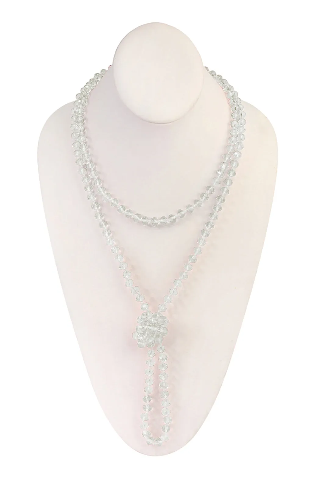 60" LONG KNOTTED GLASS BEADS NECKLACE