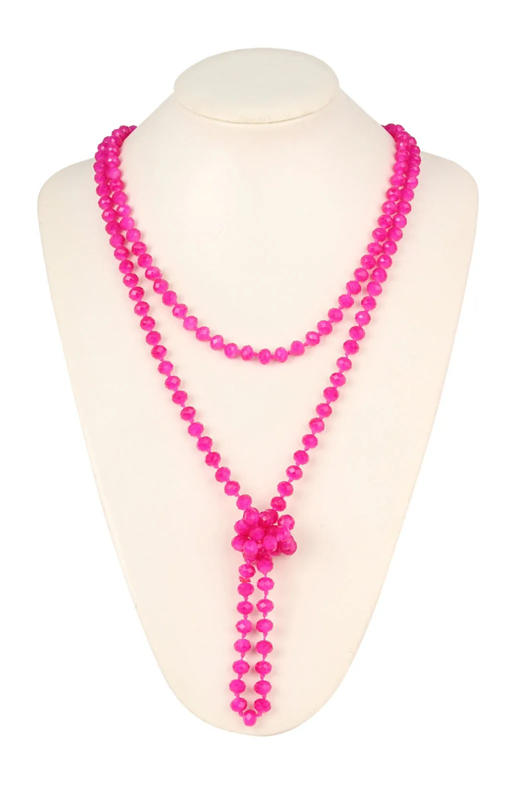 60" LONG KNOTTED GLASS BEADS NECKLACE