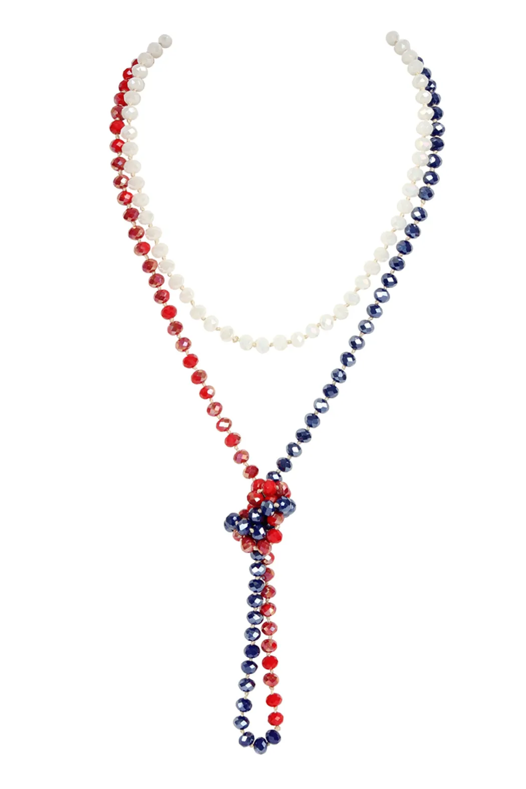 60" LONG KNOTTED GLASS BEADS NECKLACE