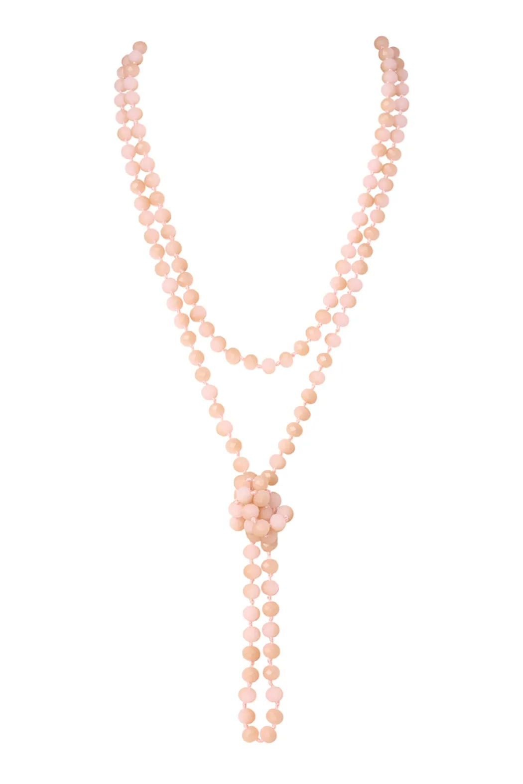 60" LONG KNOTTED GLASS BEADS NECKLACE