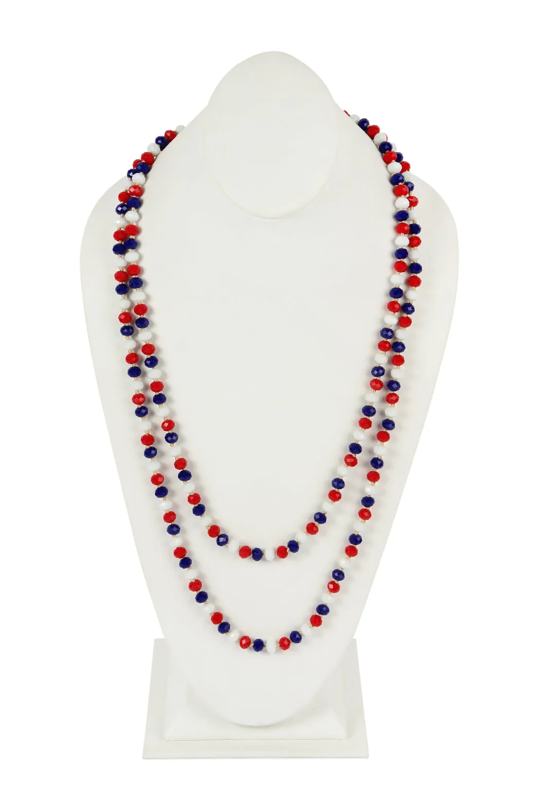 60" LONG KNOTTED GLASS BEADS NECKLACE