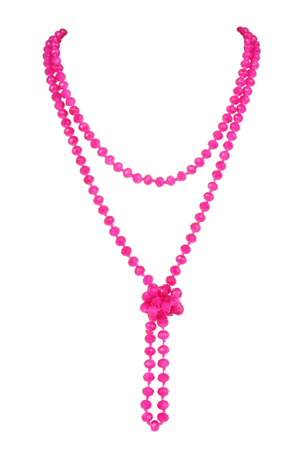 60" LONG KNOTTED GLASS BEADS NECKLACE