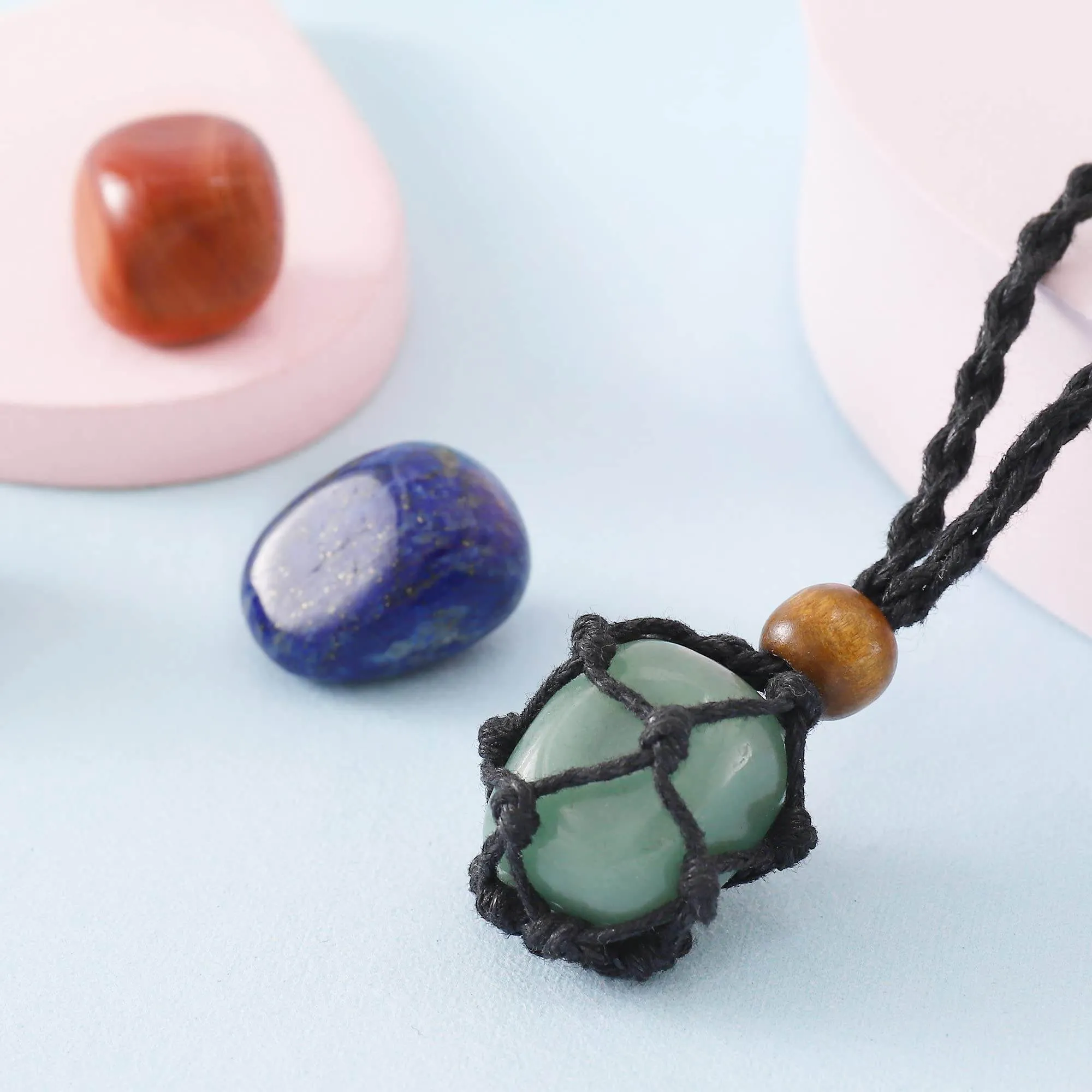 7 Chakra Healing Crystal Necklace Set - Boho Handmade Cord Cage and Hippie Energy Pendant Holder Real Crystal and Healing Stone Jewelry Spiritual Gift for Women Teen Christmas Gifts