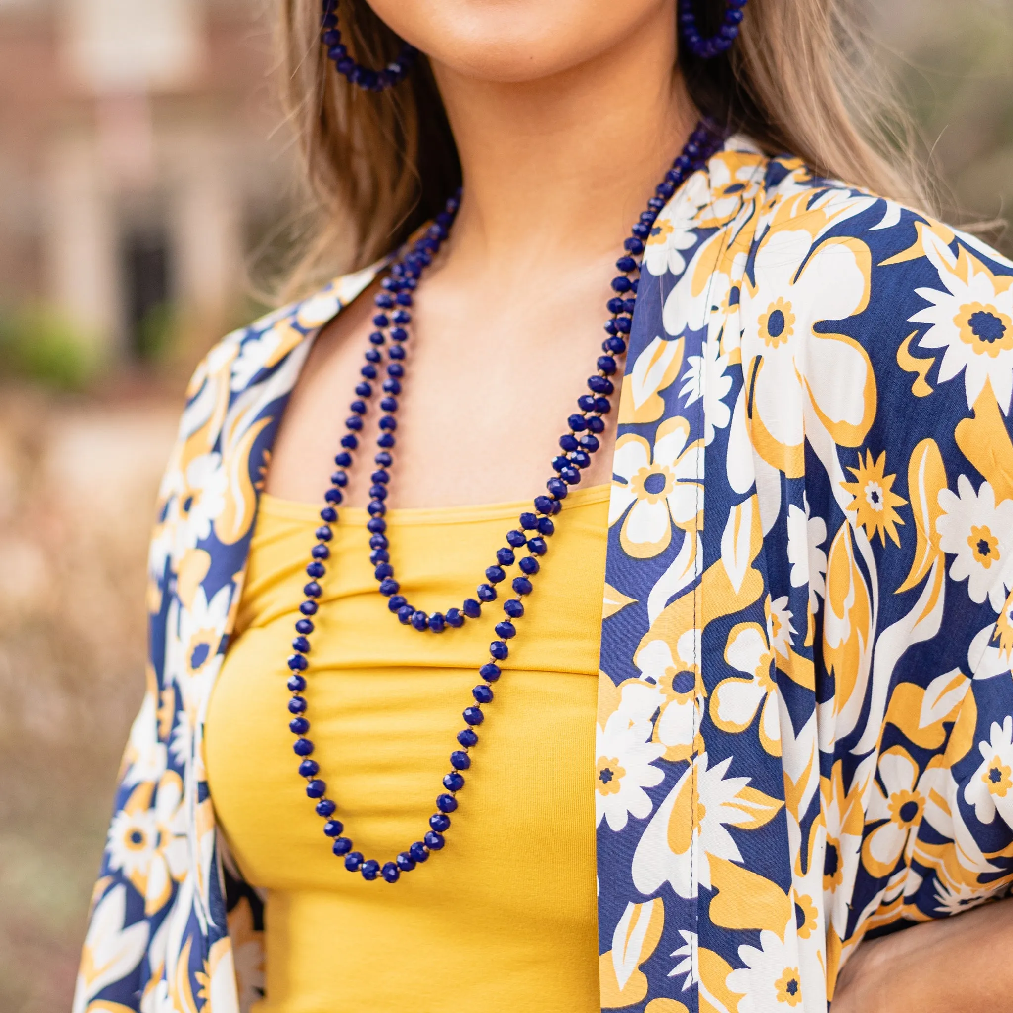 72028 - 3 - Beaded Necklace - Royal Blue