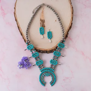 72145 - Squash Blossom Necklace - Turquoise Silver