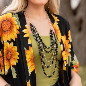 72781 - Crystal Beaded Necklace - Black