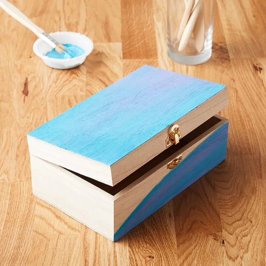 8.4” Unfinished Wooden Box by Make Market - Ready-to-Decorate Wood Box for Trinkets, Coins, Jewlery, Valuables - Bulk 12 Pack