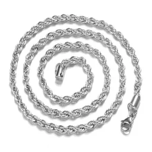 925 Ravishing 2MM Sterling Silver Rope Chain Necklace