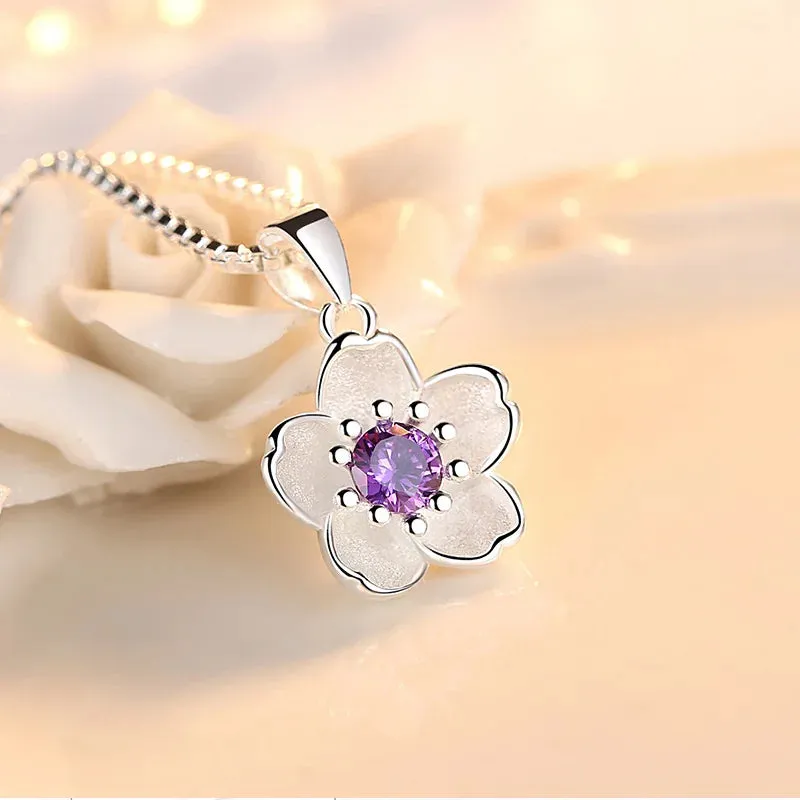 925 Sterling Peach Blossom Necklaces For Women Luxury Quality Jewelry