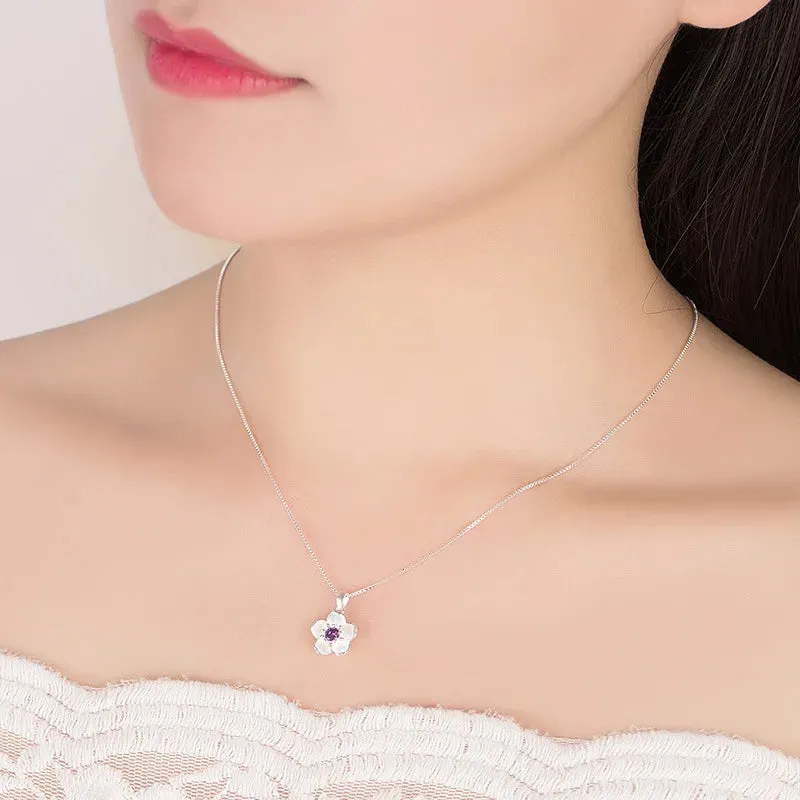 925 Sterling Peach Blossom Necklaces For Women Luxury Quality Jewelry