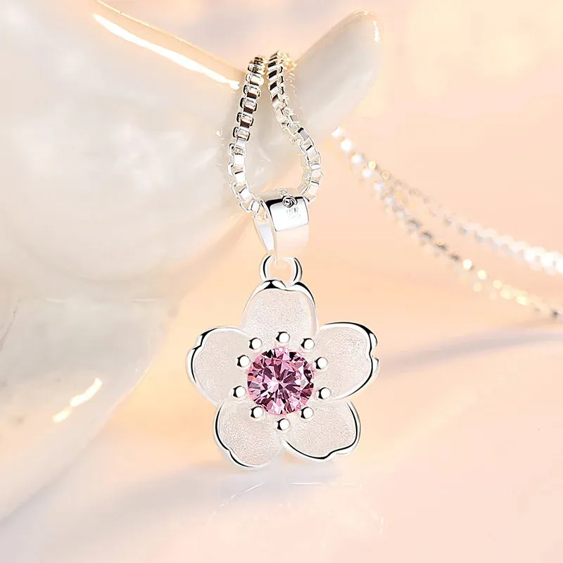 925 Sterling Peach Blossom Necklaces For Women Luxury Quality Jewelry