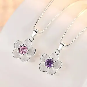 925 Sterling Peach Blossom Necklaces For Women Luxury Quality Jewelry