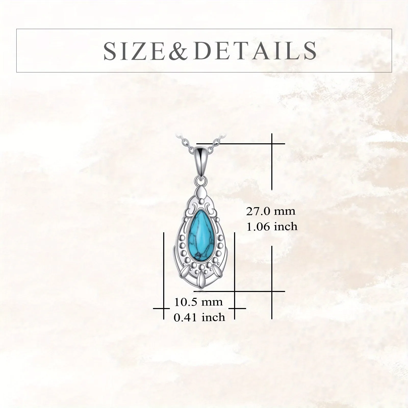 925 Sterling Silver Turquoise Pendant Necklace Western Style Jewelry