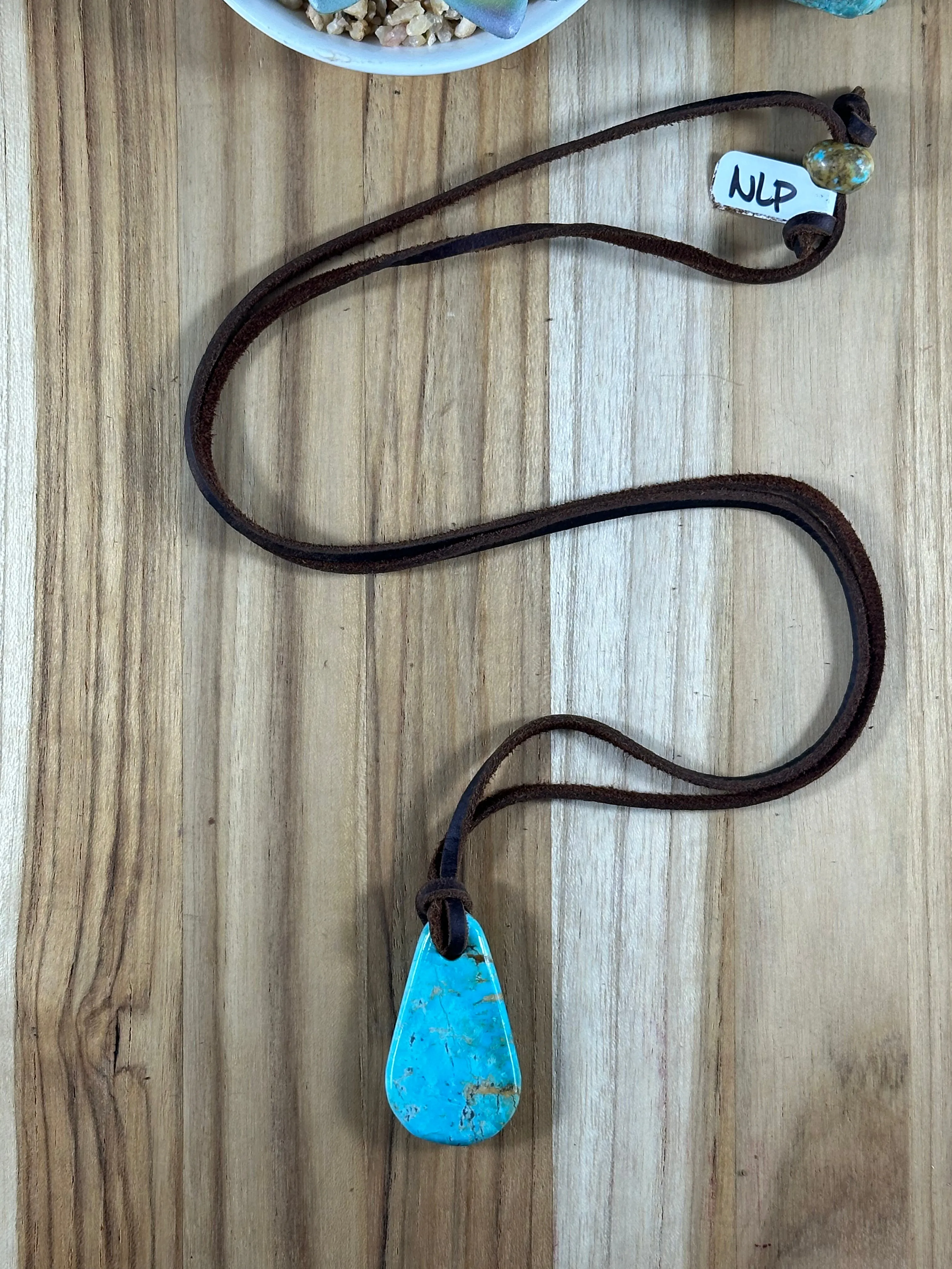 Adjustable Kingman Leather Necklace