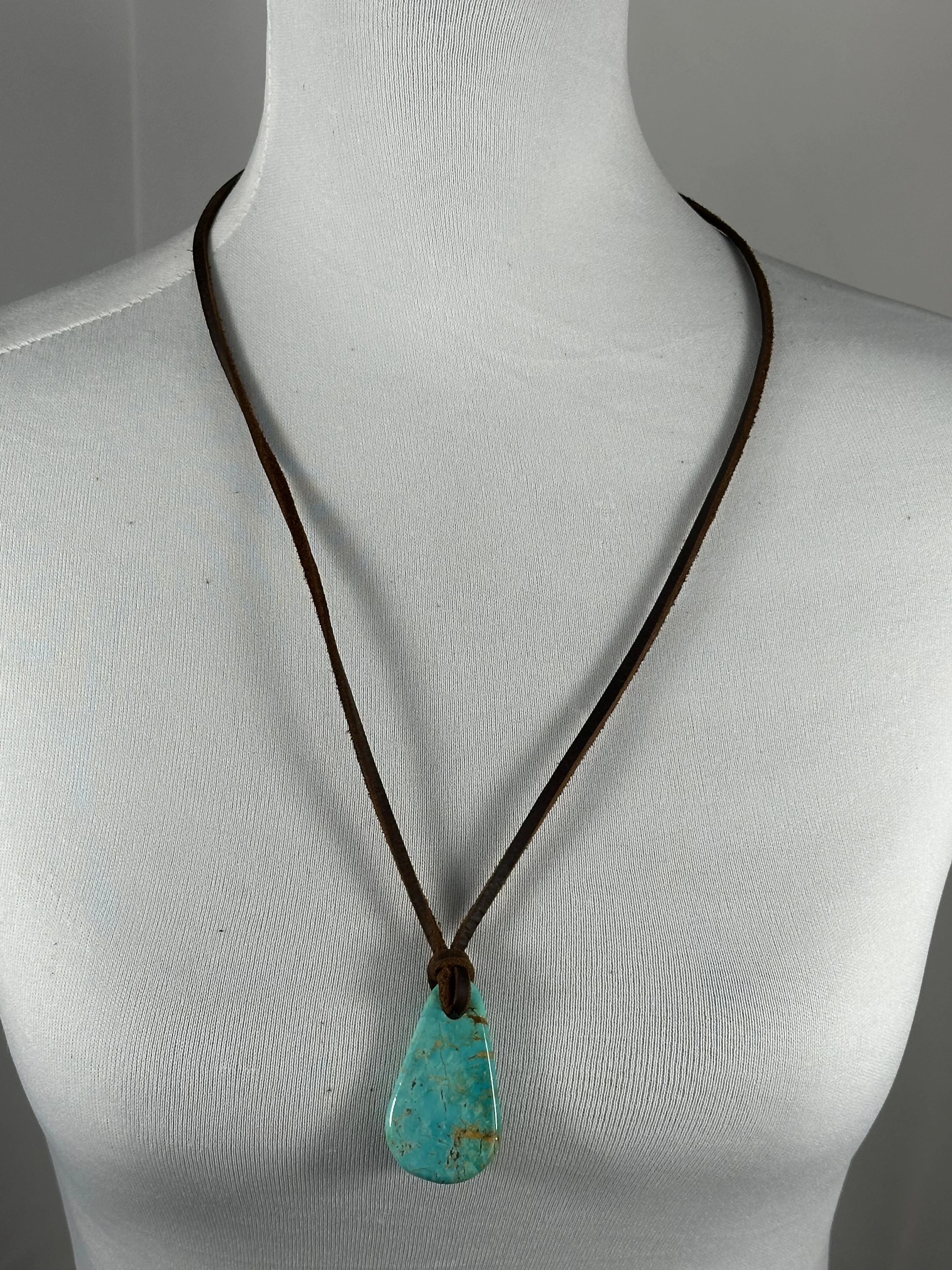 Adjustable Kingman Leather Necklace