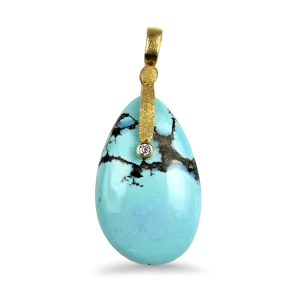 Alex Sepkus Sticks and Stones 18k Yellow Gold Turquoise and Diamond Pendant