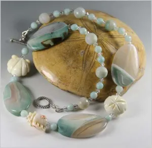 Amazonite and Lampwork Necklace