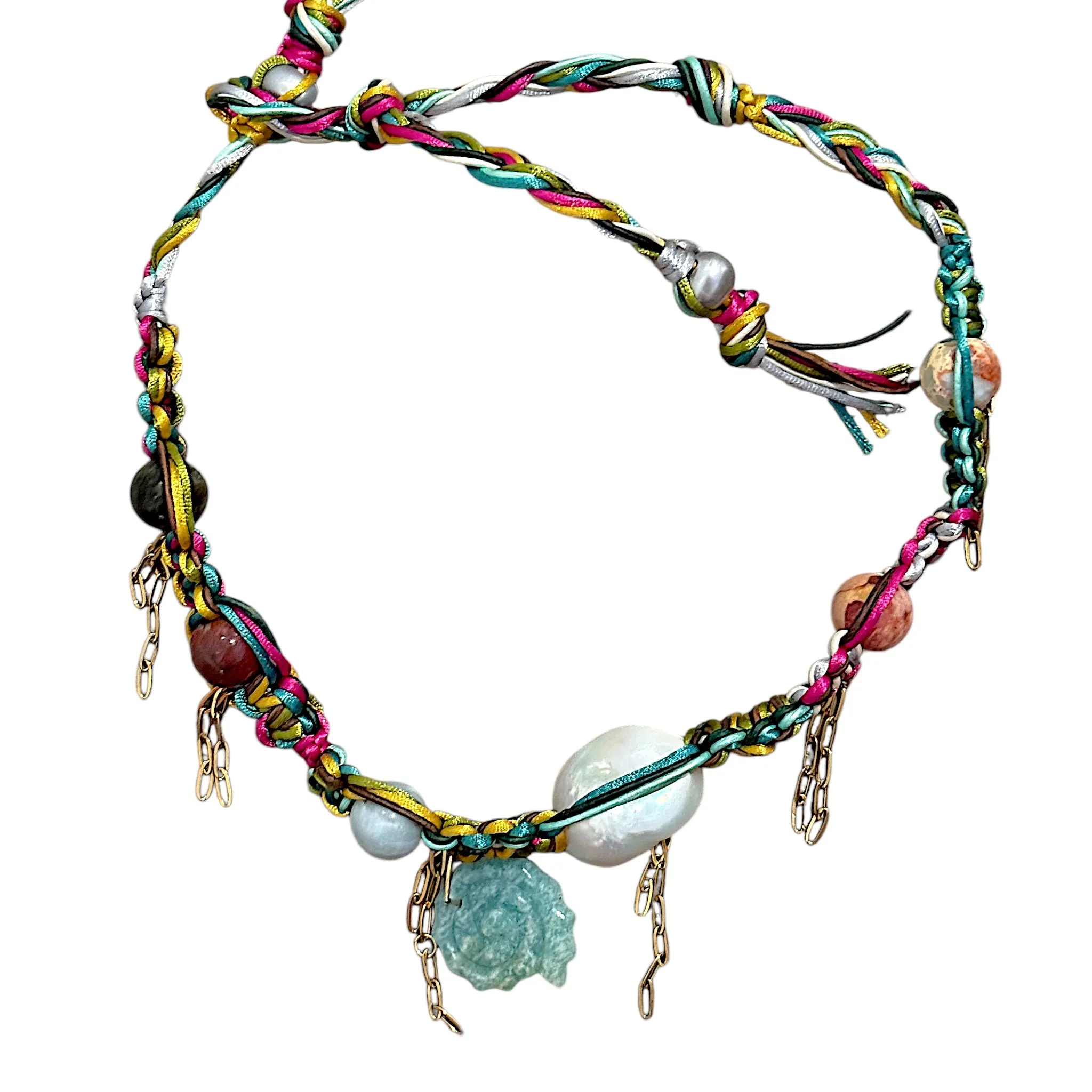Amazonite Glow Shell Rockstar Choker