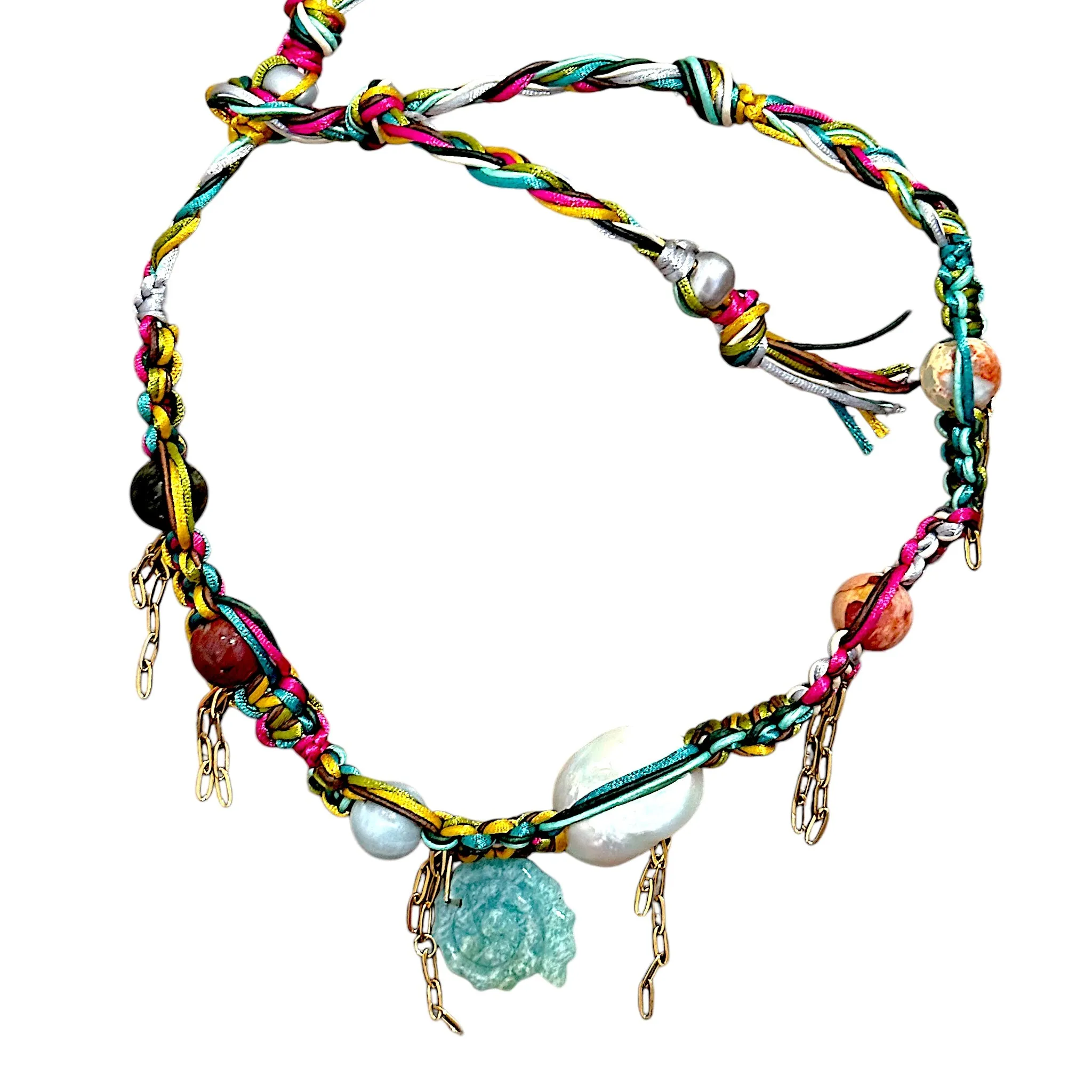 Amazonite Glow Shell Rockstar Choker