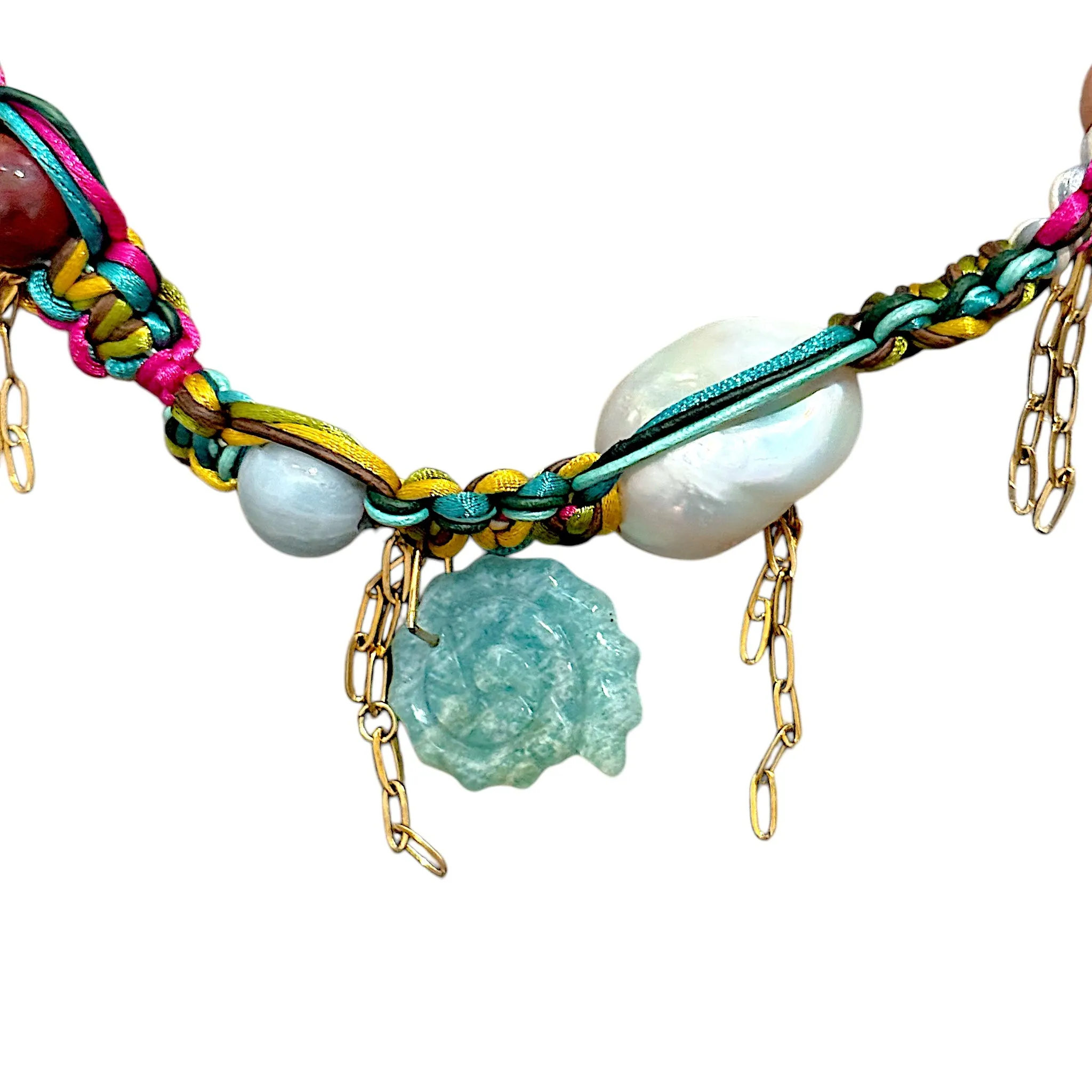 Amazonite Glow Shell Rockstar Choker