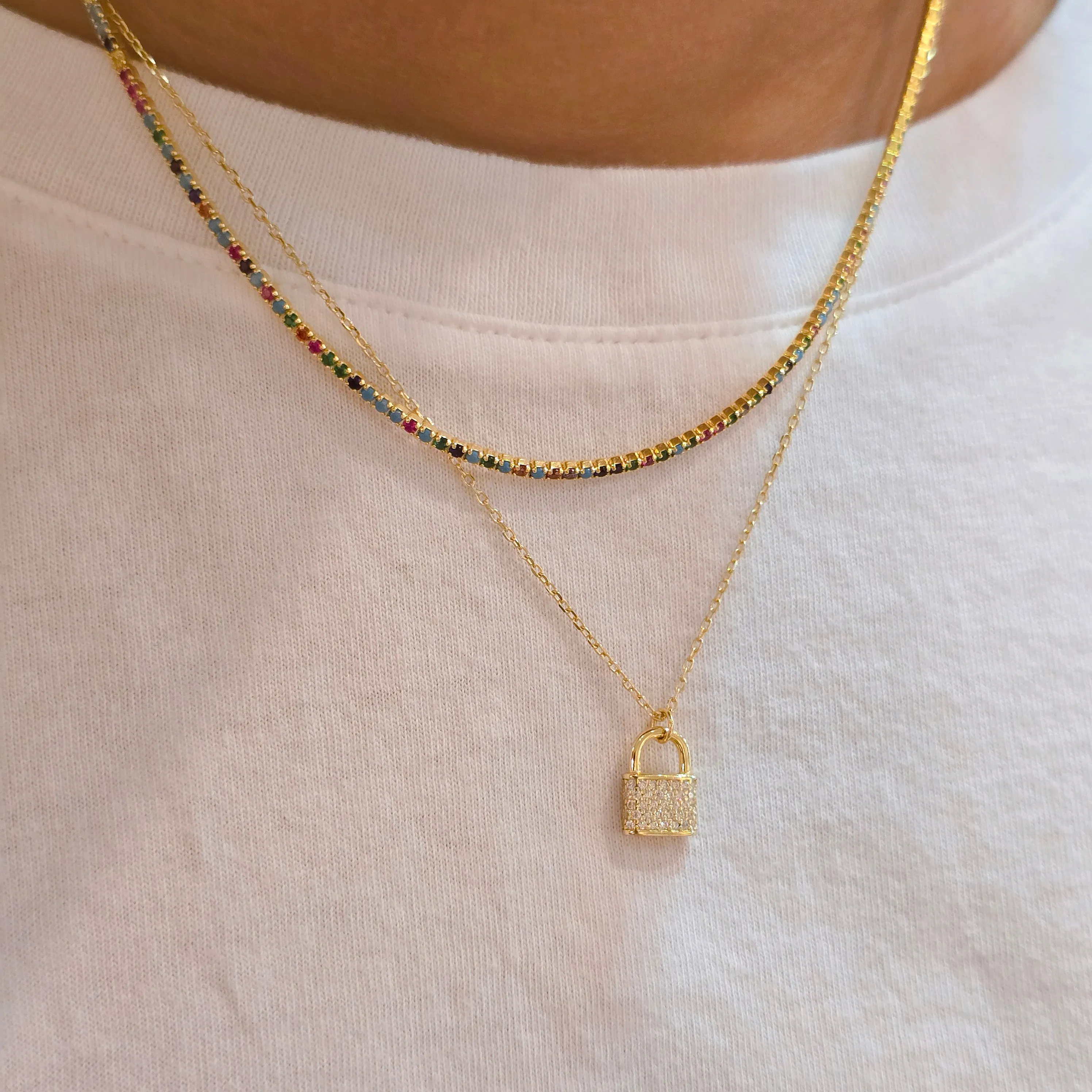 Amy Thin 2mm Multi Gem Eternity Tennis Choker