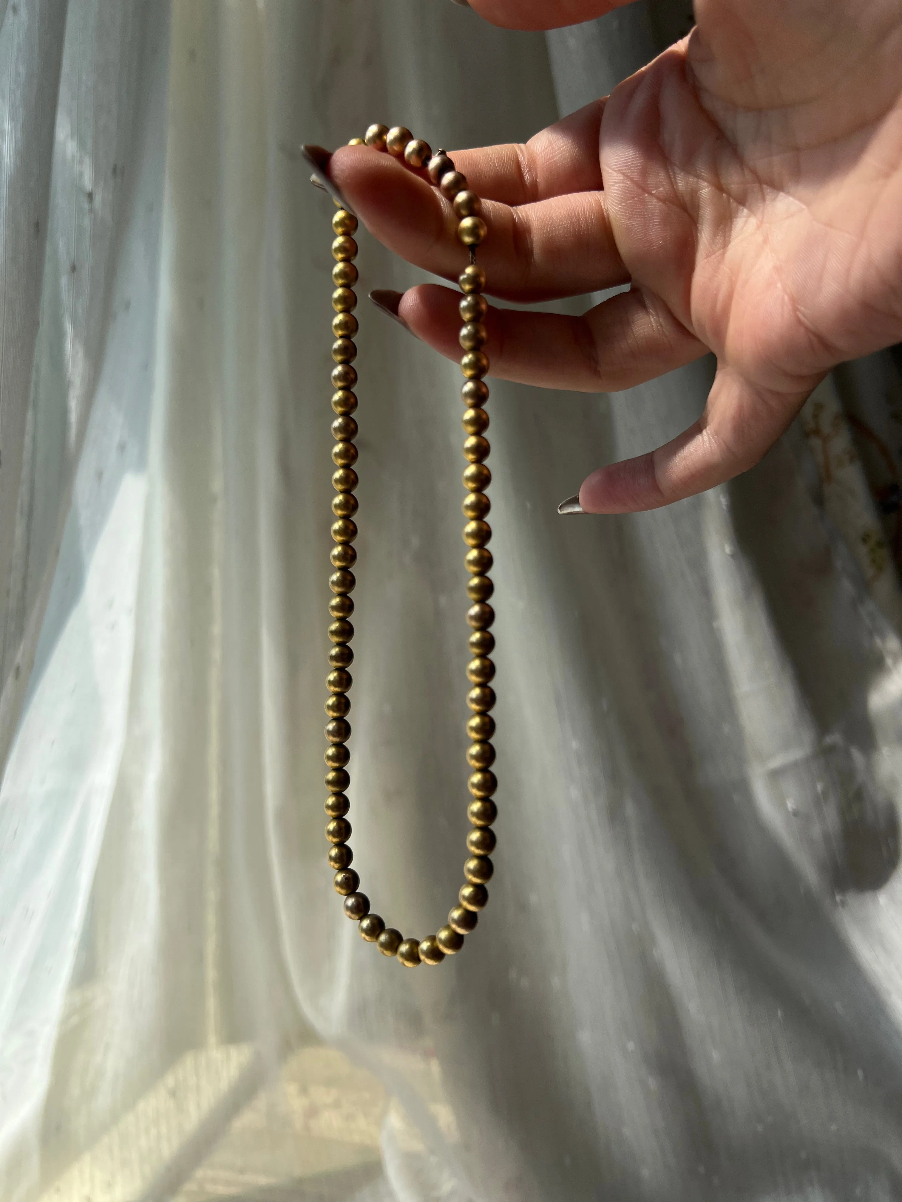 An Outstanding 19th Century 10ct Golden Bead Necklace
