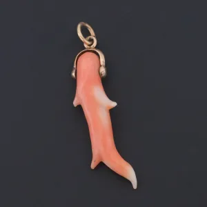 Antique Coral Charm | 14k Gold Coral Charm
