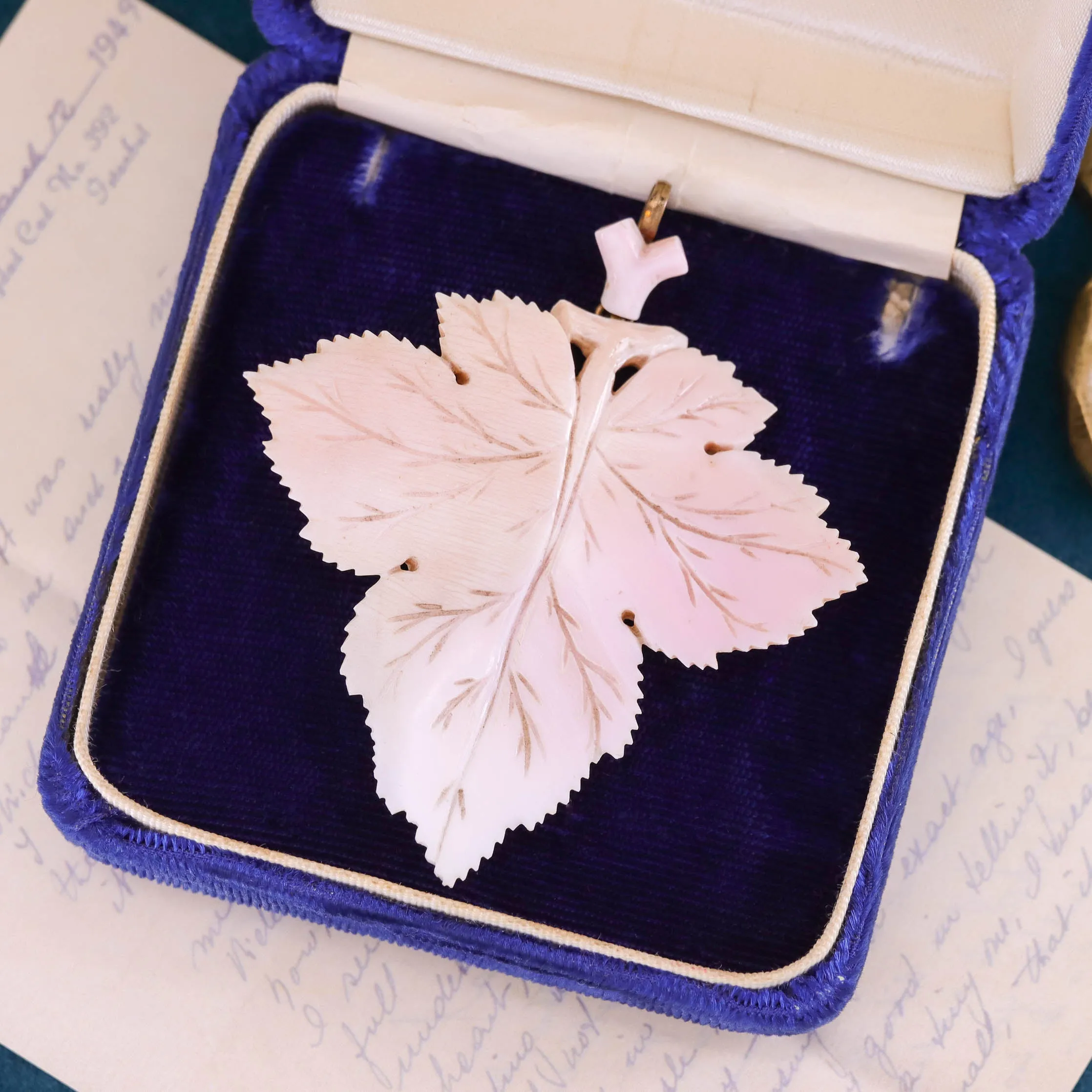 Antique Coral Leaf Pendant