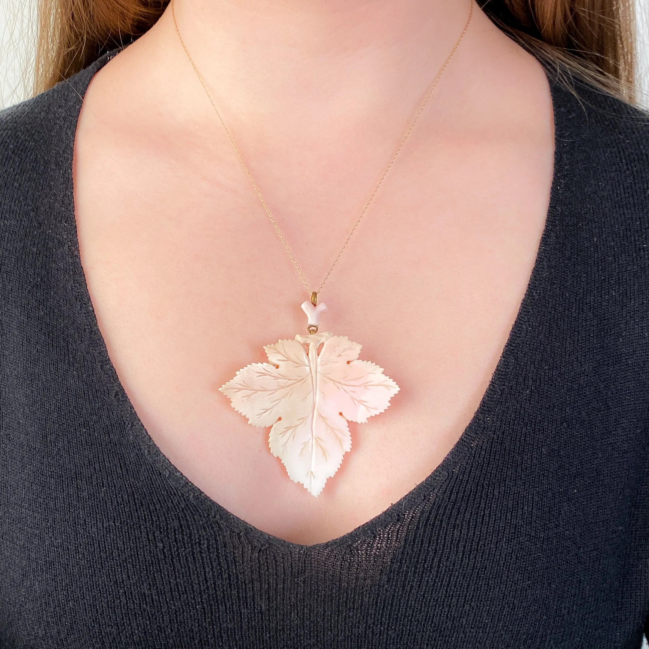 Antique Coral Leaf Pendant