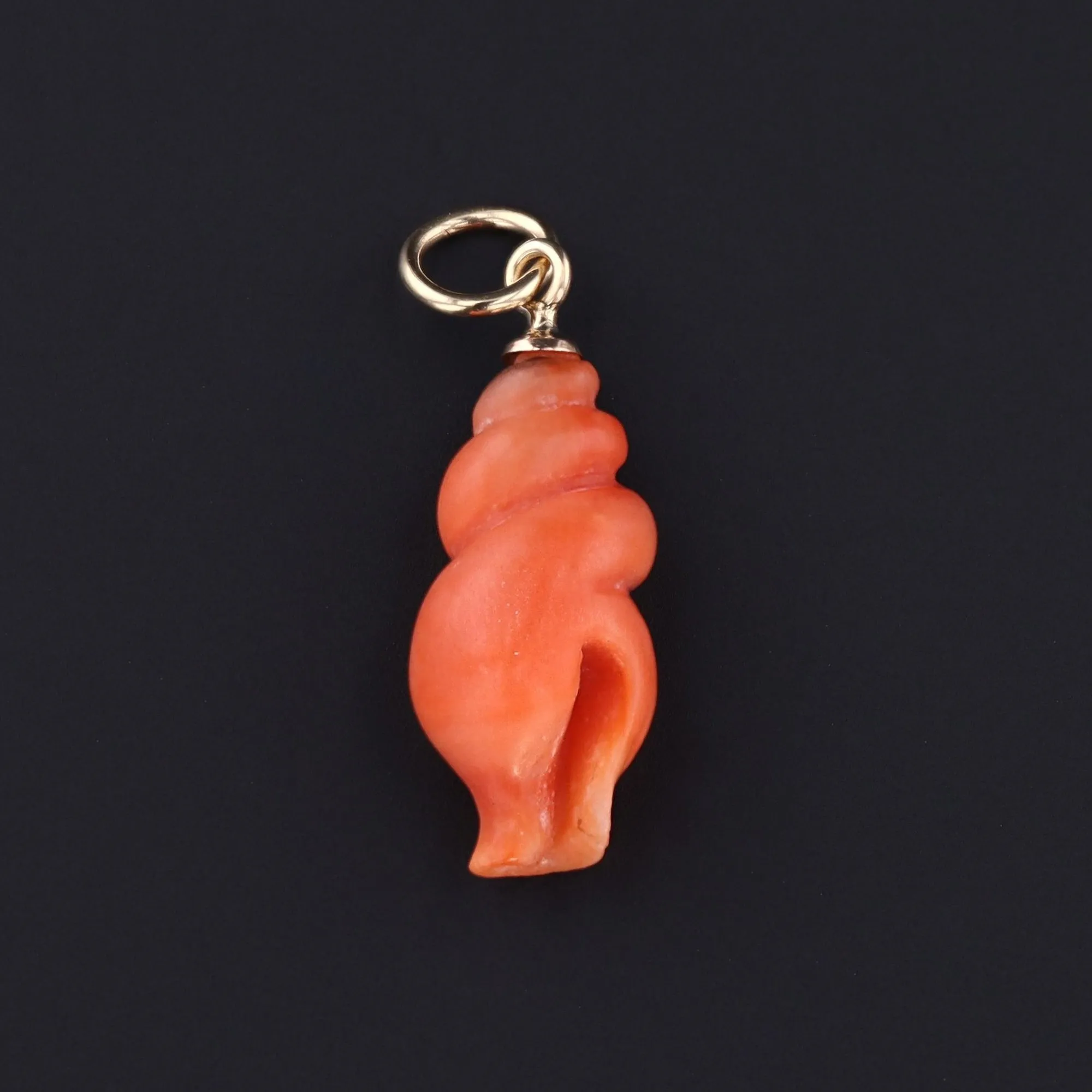 Antique Coral Seashell Charm | 14k Gold Coral Charm