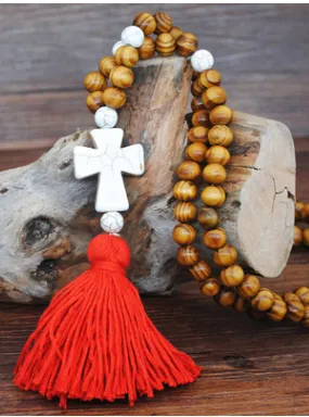 Antique Wooden Beads Necklace Female Color Tassel Butterfly Star Turquoise Pendant