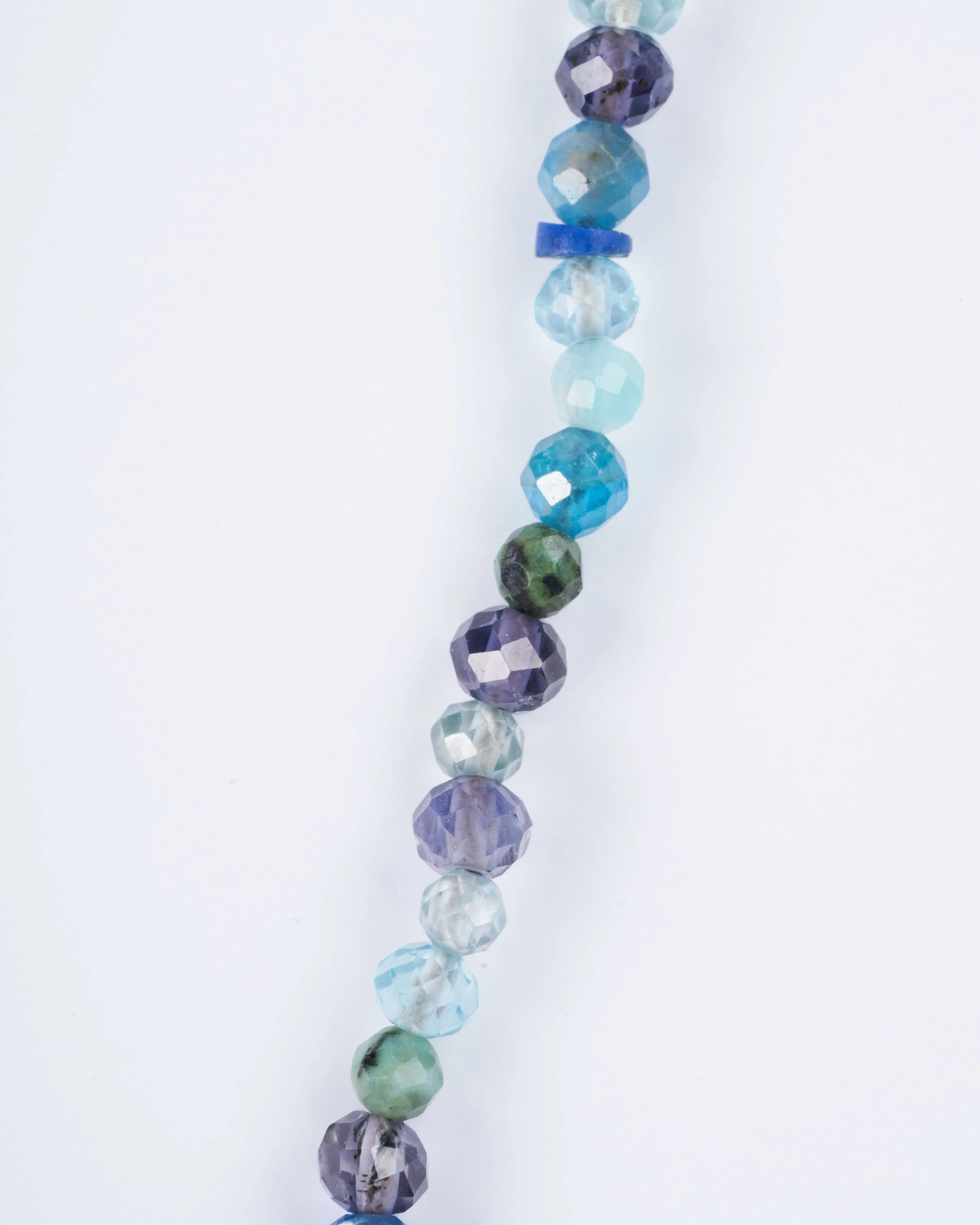 aqua, kyanite, iolite, turq button necklace