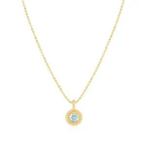 Aquamarine Beaded Bezel Necklace
