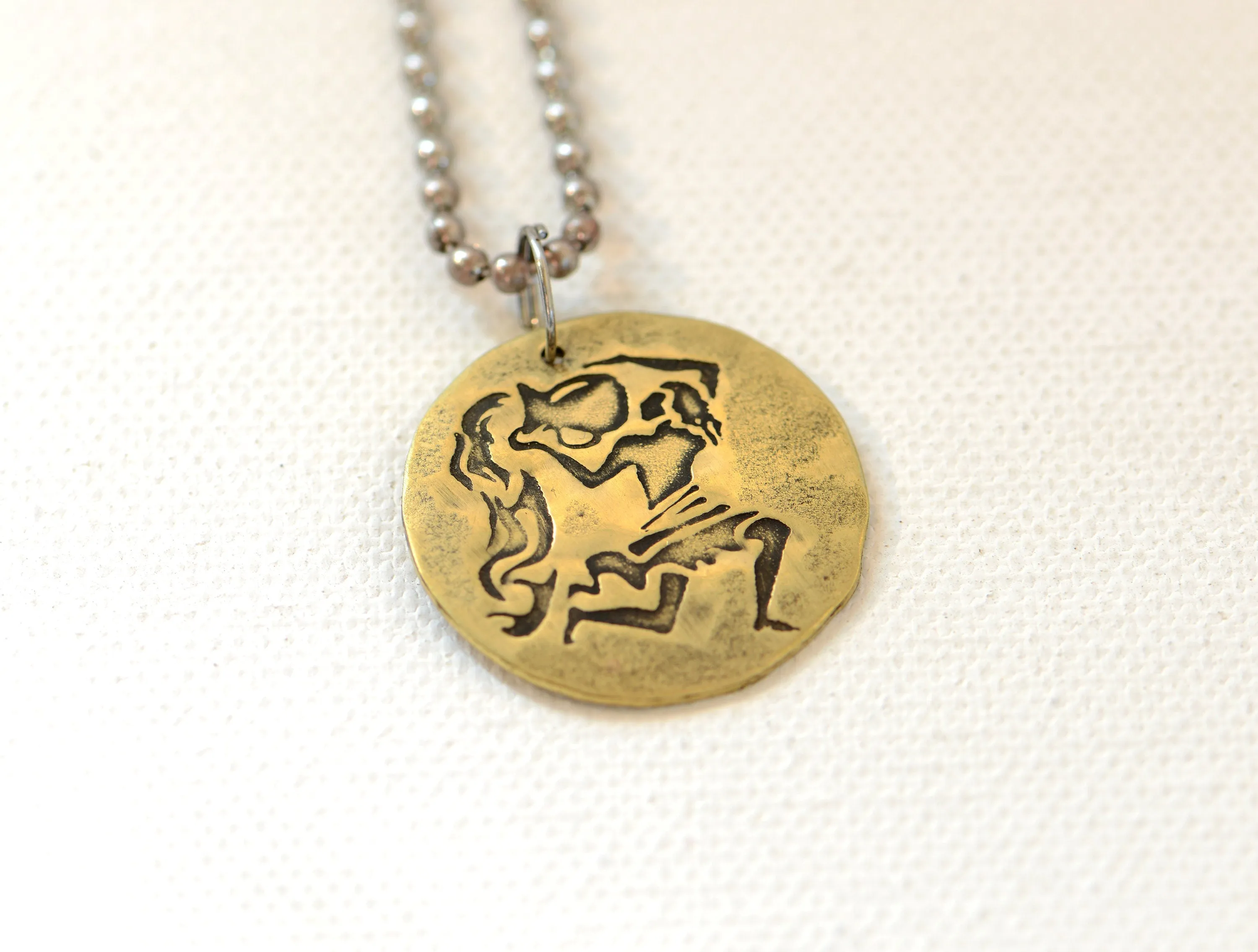 Aquarius Necklace on Brass Disc – Personalized Zodiac and Astrology Charm Series