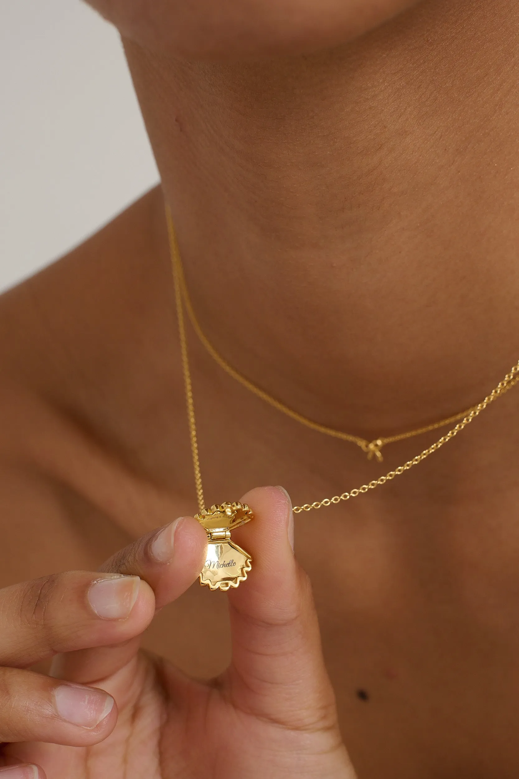 Ariel Shell Engravable Locket Necklace