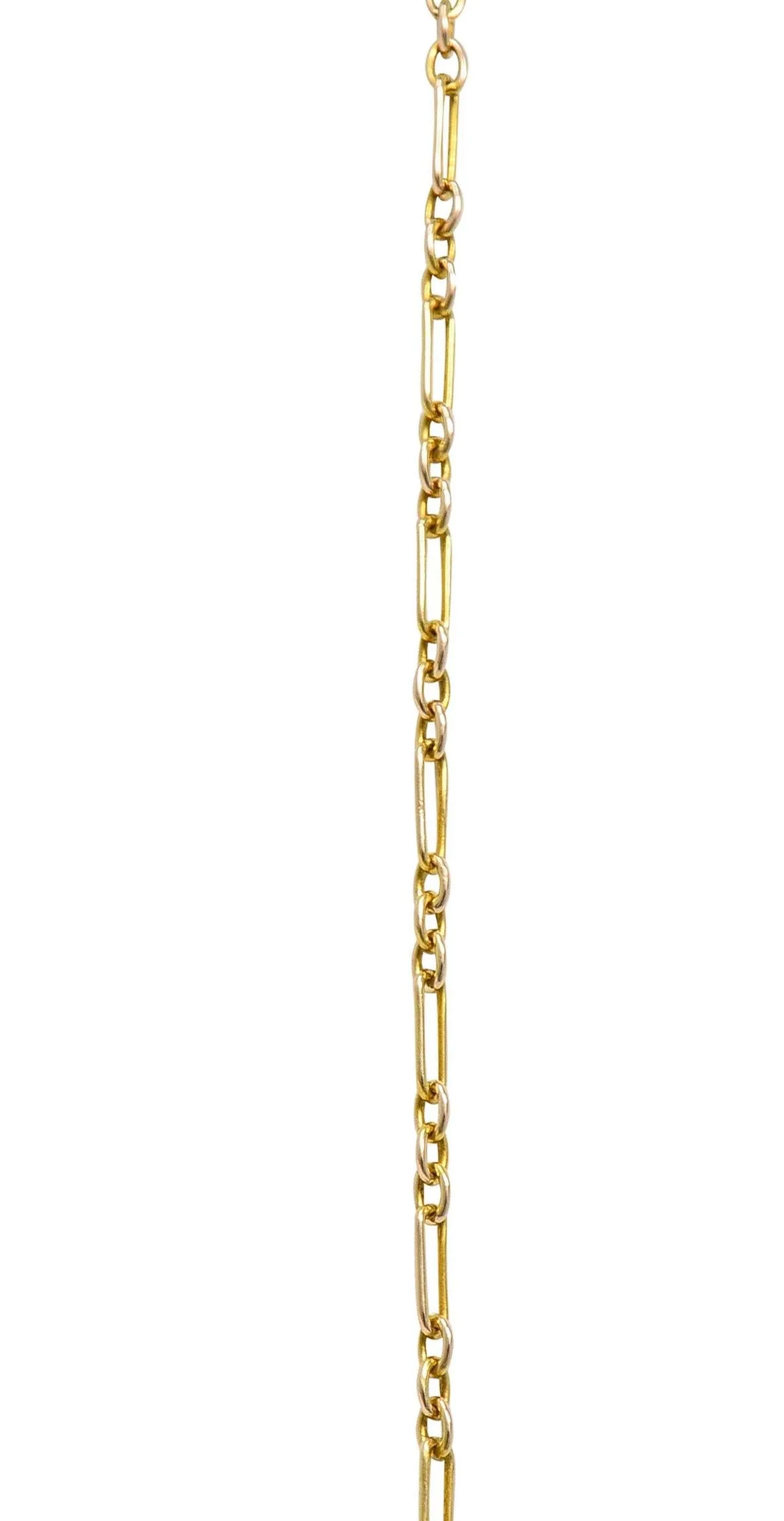 Art Nouveau Pearl Coral 14 Karat Yellow Gold Whiplash Antique Station Drop Necklace