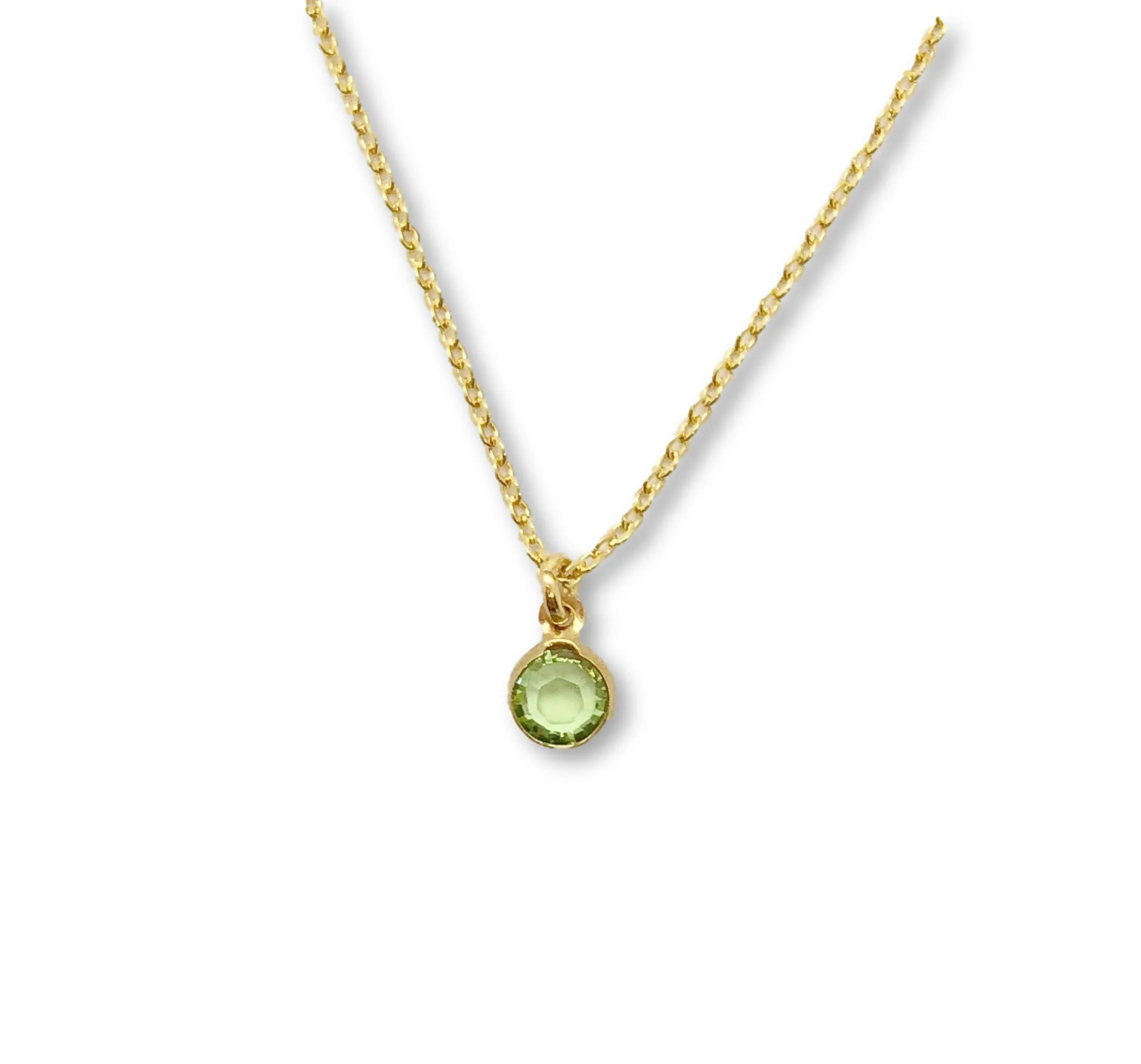 August Peridot Birthstone 14K Gold Necklace