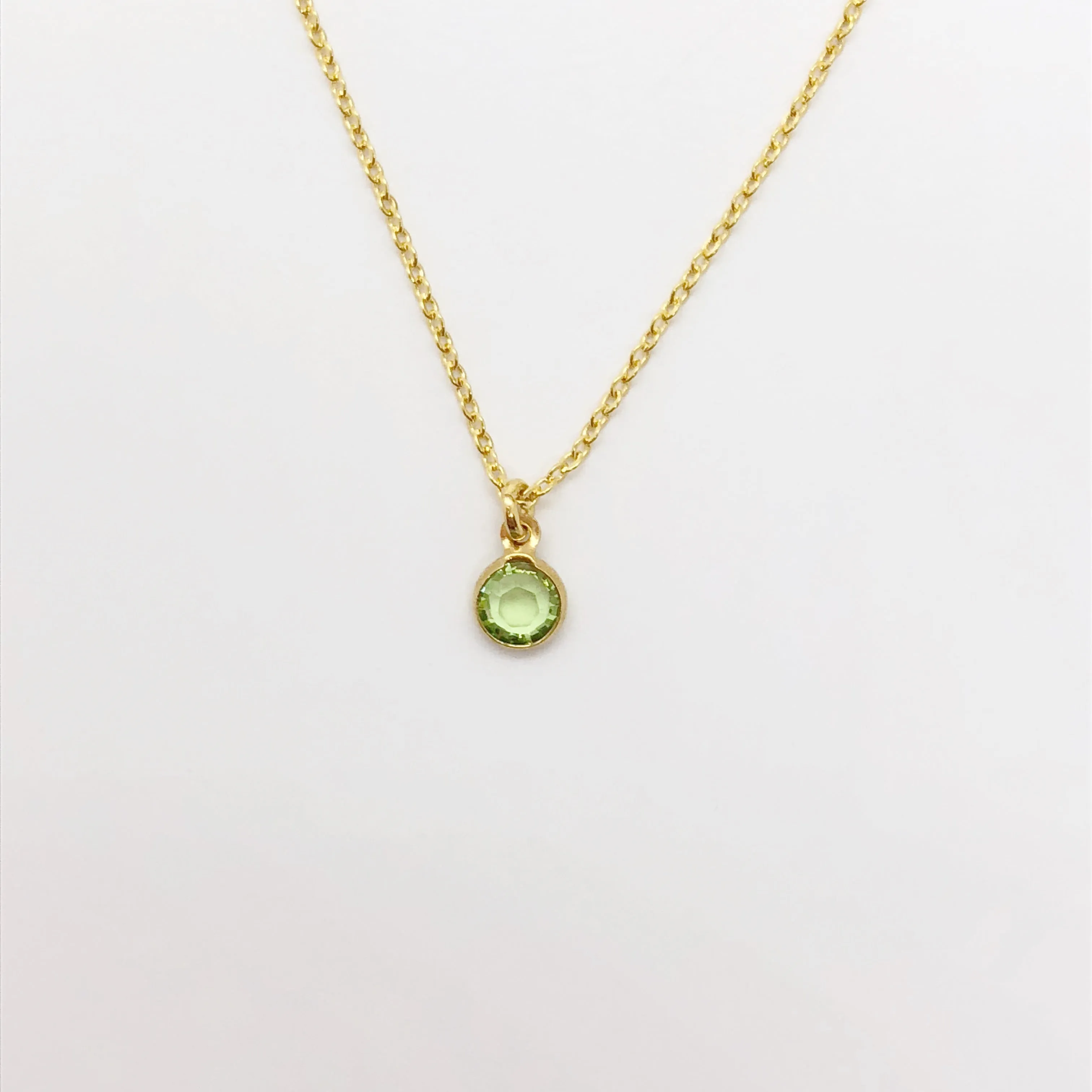 August Peridot Birthstone 14K Gold Necklace