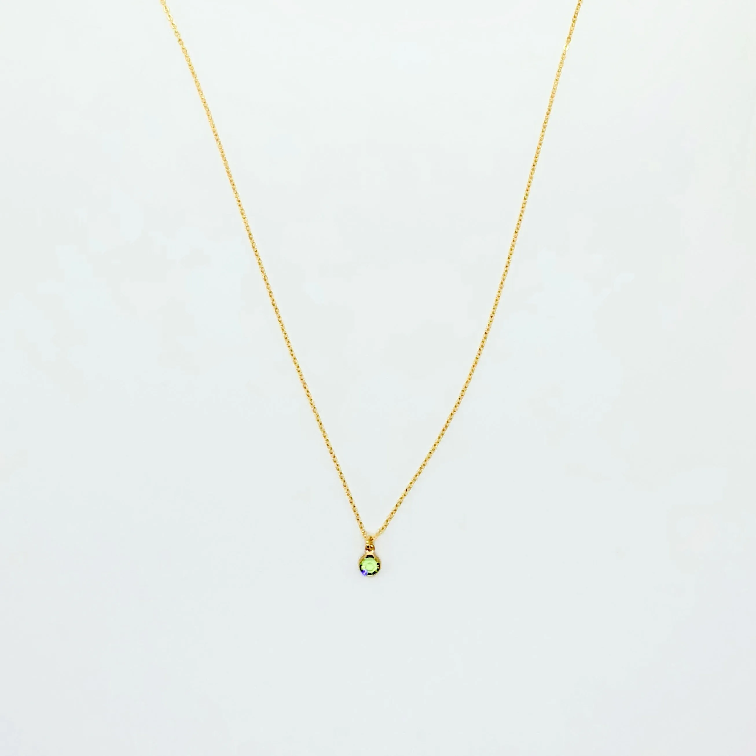 August Peridot Birthstone 14K Gold Necklace